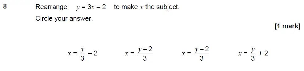 Question 8 - GCSE AQA Higher Maths Past Paper 3 (Calculator) - June 2019