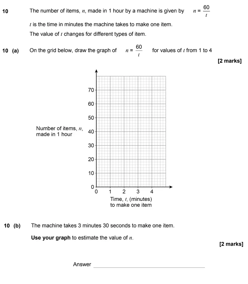 Question 10 - GCSE AQA Higher Maths Past Paper 1 (Non-Calculator) - June 2019