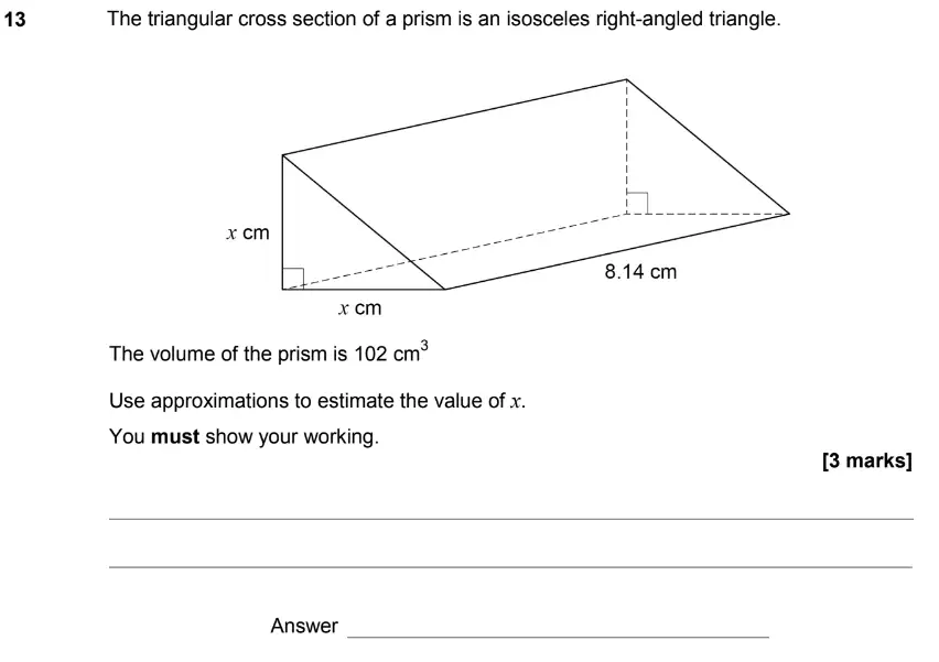 Question 13 - GCSE AQA Higher Maths Past Paper 1 (Non-Calculator) - June 2019