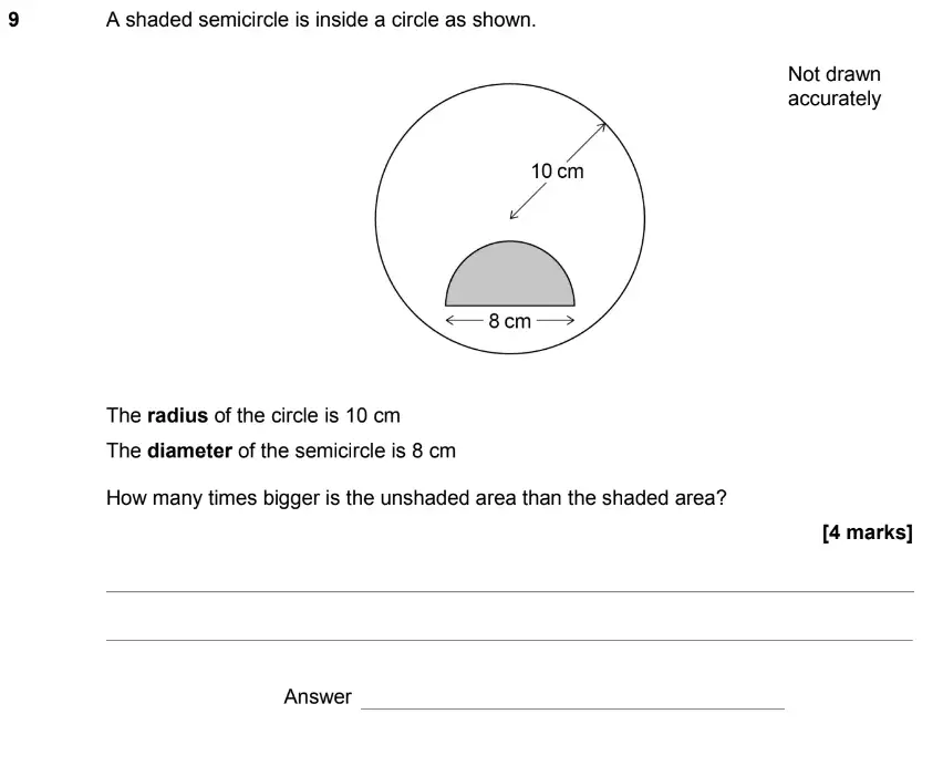 Question 9 - GCSE AQA Higher Maths Past Paper 1 (Non-Calculator) - June 2019
