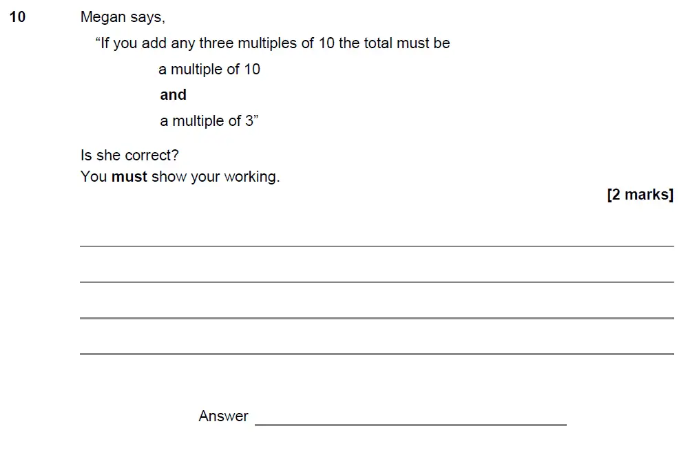 Question 10 - GCSE AQA Foundation Maths Past Paper 3 (Calculator) - November 2017