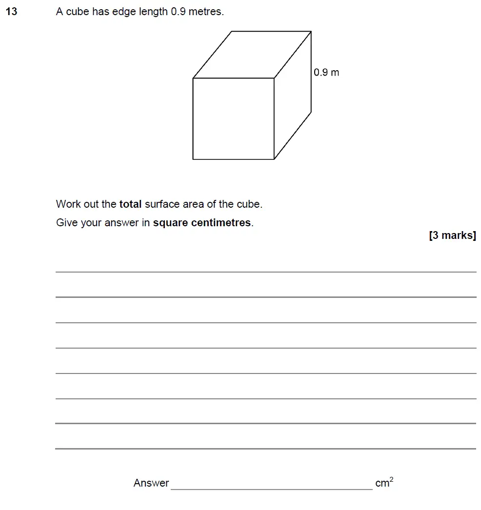 Question 13 - GCSE AQA Foundation Maths Past Paper 3 (Calculator) - November 2017