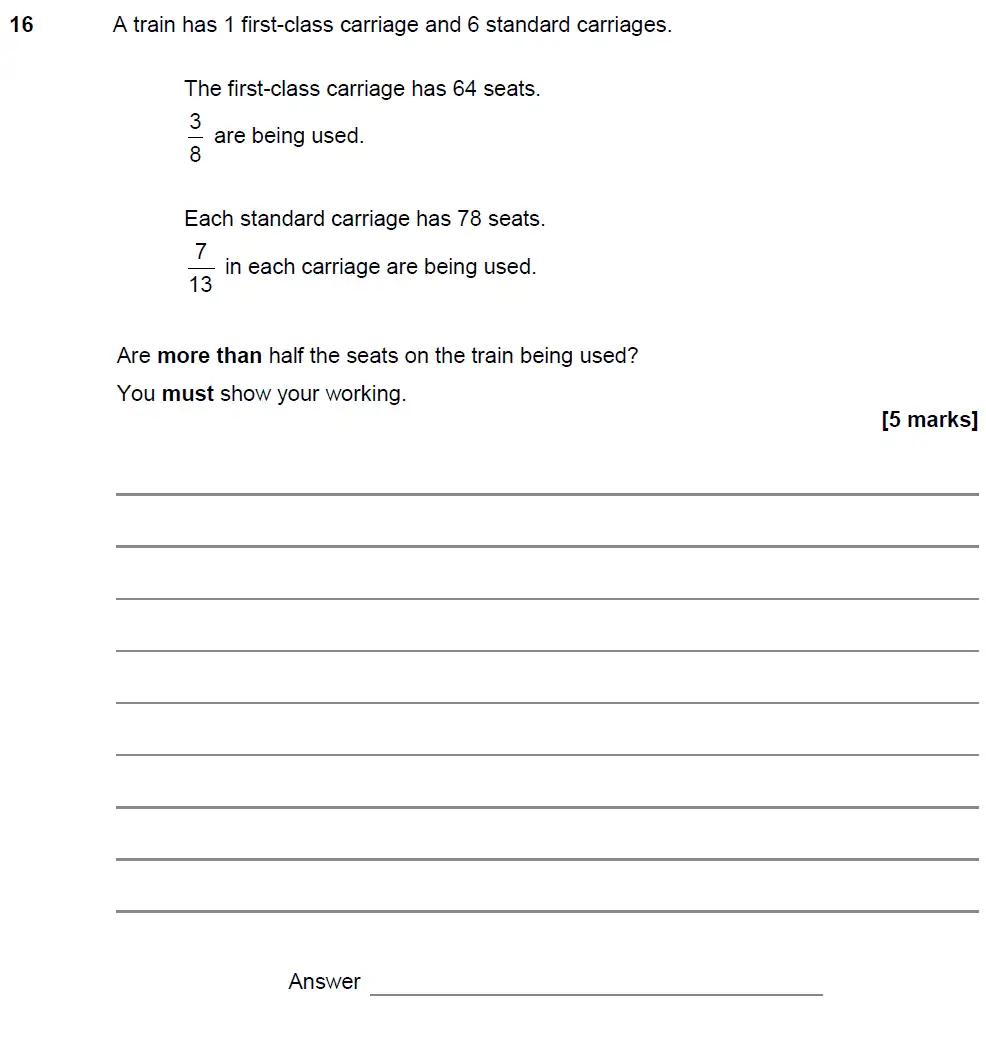 Question 16 - GCSE AQA Foundation Maths Past Paper 3 (Calculator) - November 2017