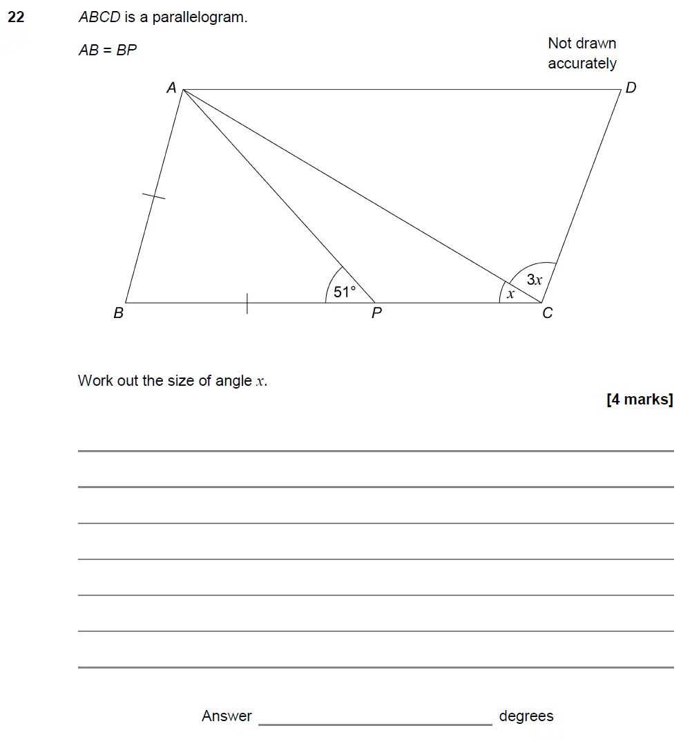 Question 22 - GCSE AQA Foundation Maths Past Paper 3 (Calculator) - November 2017
