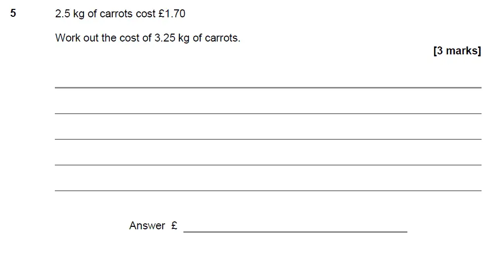 Question 5 - GCSE AQA Foundation Maths Past Paper 3 (Calculator) - November 2017