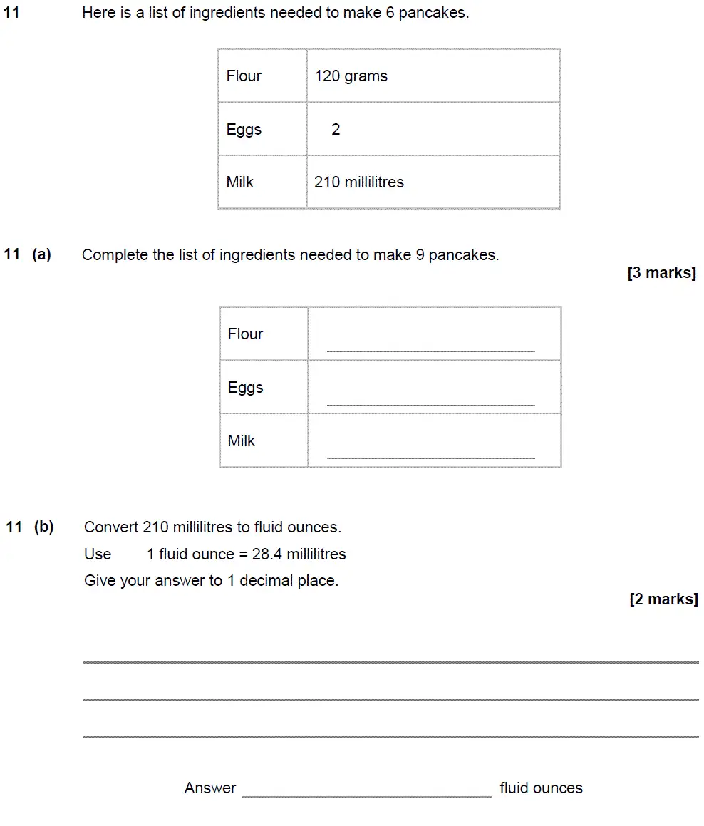 Question 12 - GCSE AQA Foundation Maths Past Paper 2 (Calculator) - November 2018