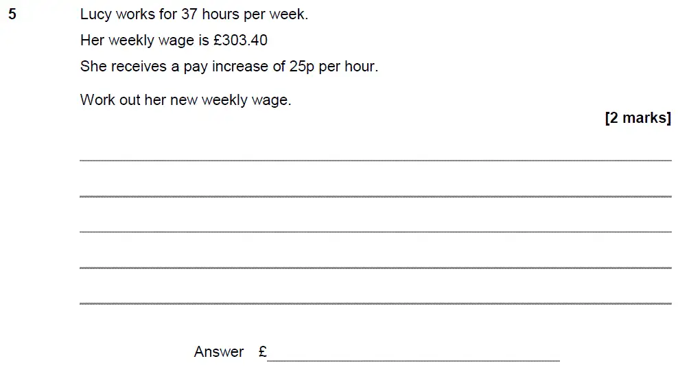 Question 5 - GCSE AQA Foundation Maths Past Paper 2 (Calculator) - November 2018