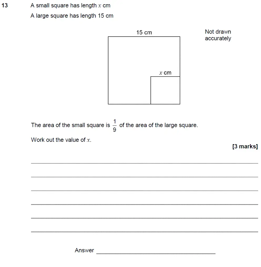 Question 15 - GCSE AQA Foundation Maths Past Paper 3 (Calculator) - November 2018
