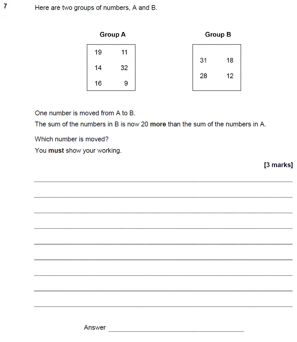Question 8 - GCSE AQA Foundation Maths Past Paper 3 (Calculator) - November 2018