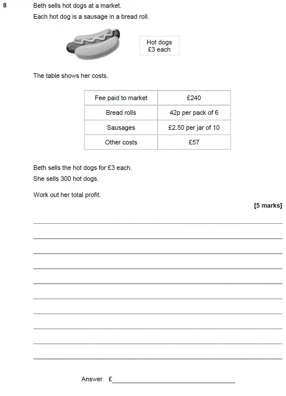Question 9 - GCSE AQA Foundation Maths Past Paper 3 (Calculator) - November 2018