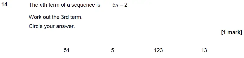 Question 14 - GCSE AQA Foundation Maths Past Paper 1 (Non-Calculator) - November 2018