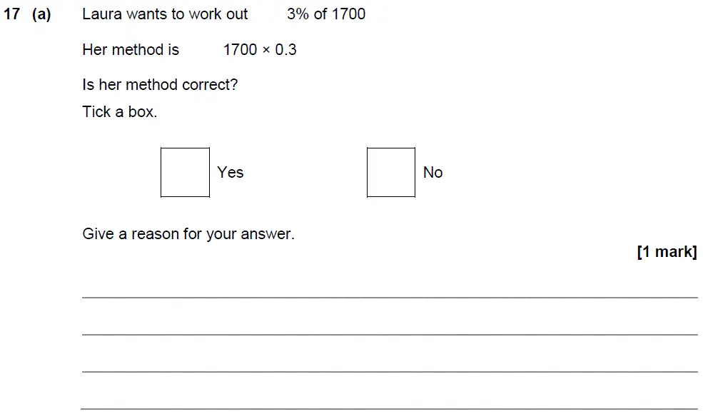 Question 17 - GCSE AQA Foundation Maths Past Paper 1 (Non-Calculator) - November 2018
