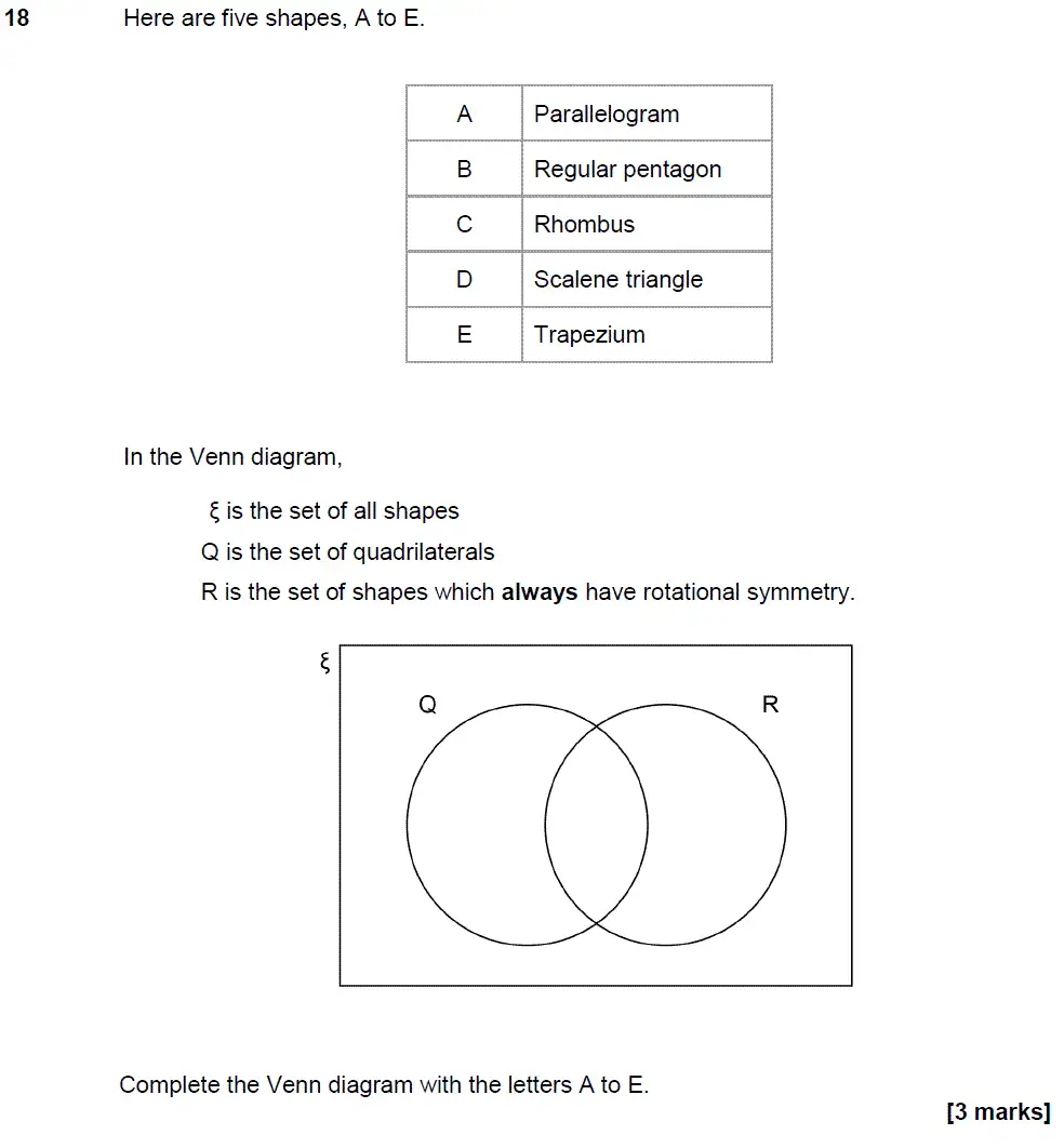 Question 19 - GCSE AQA Foundation Maths Past Paper 1 (Non-Calculator) - November 2018