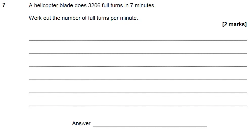 Question 7 - GCSE AQA Foundation Maths Past Paper 1 (Non-Calculator) - November 2018