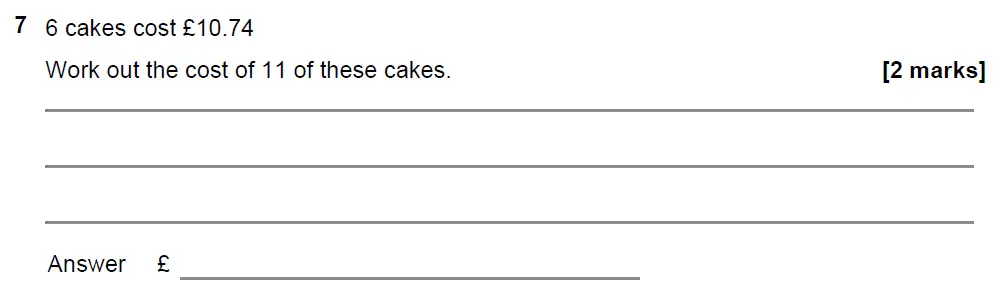 Question 8 - GCSE AQA Foundation Maths Past Paper 2 (Calculator) - November 2021