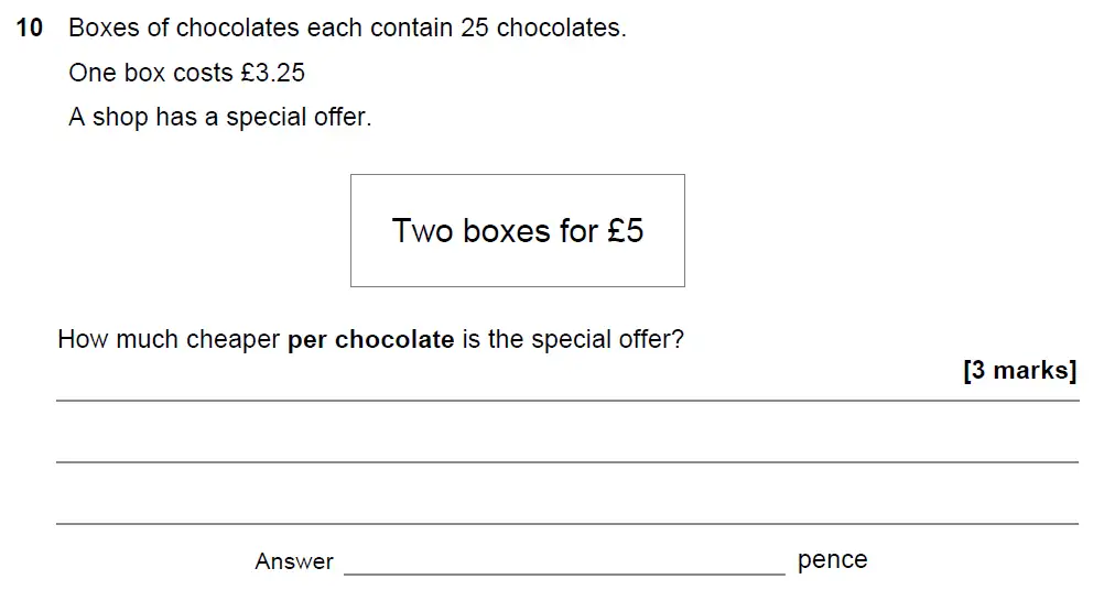 Question 10 - GCSE AQA Foundation Maths Past Paper 3 (Calculator) - November 2021