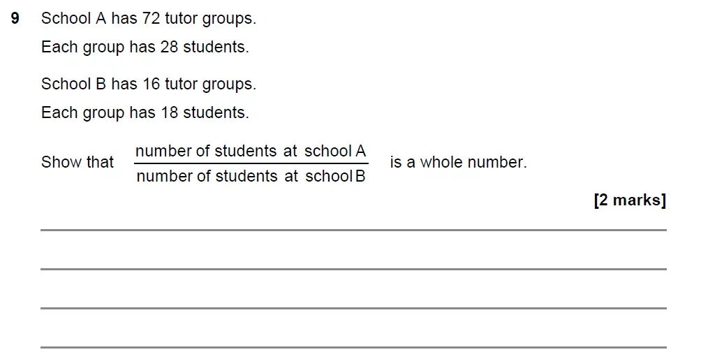 Question 9 - GCSE AQA Foundation Maths Past Paper 3 (Calculator) - November 2021