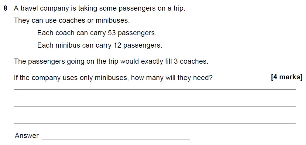 Question 9 - GCSE AQA Foundation Maths Past Paper 1 (Non-Calculator) - November 2021