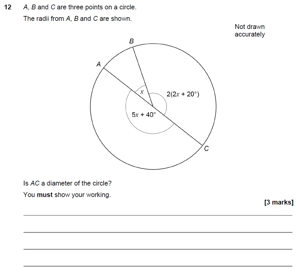 Question 13 - GCSE AQA Higher Maths Past Paper 2 (Calculator) - November 2021