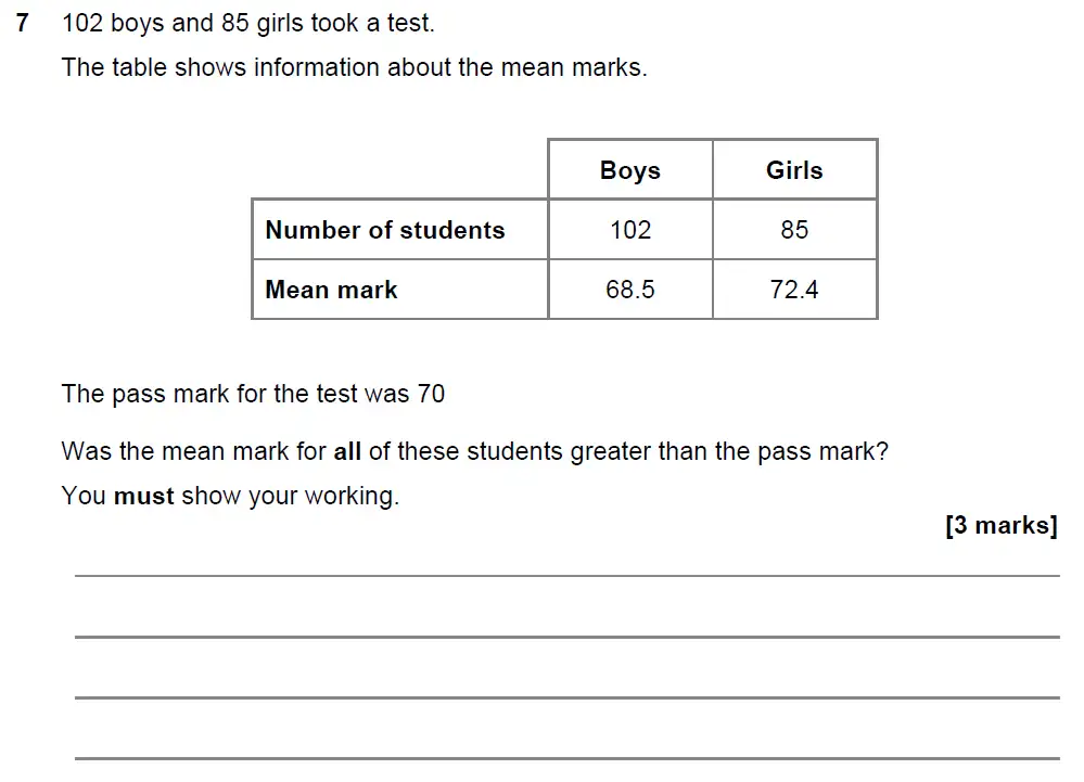 Question 7 - GCSE AQA Higher Maths Past Paper 2 (Calculator) - November 2021
