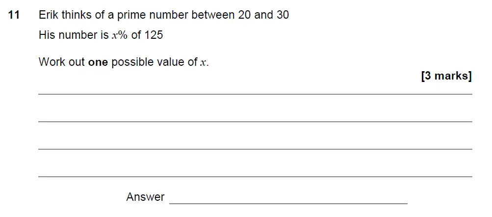 Question 11 - GCSE AQA Higher Maths Past Paper 3 (Calculator) - November 2021