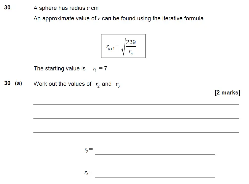 Question 31 - GCSE AQA Higher Maths Past Paper 3 (Calculator) - November 2021