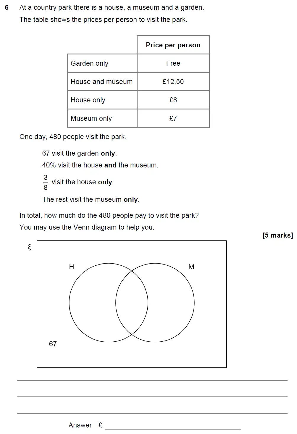 Question 6 - GCSE AQA Higher Maths Past Paper 3 (Calculator) - November 2021