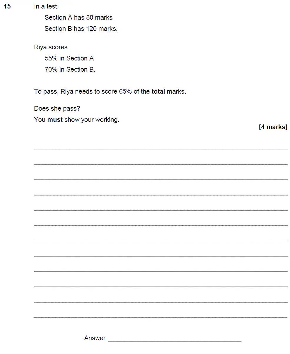 Question 15 - GCSE AQA Foundation Maths Past Paper 2 (Calculator) - November 2017