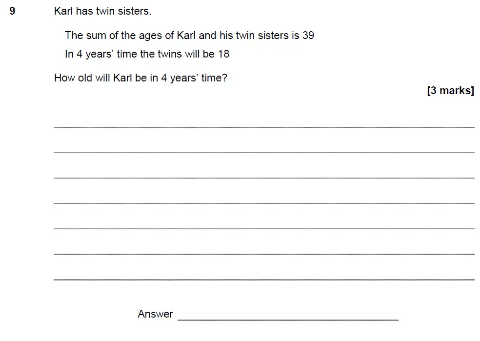 Question 9 - GCSE AQA Foundation Maths Past Paper 2 (Calculator) - November 2017
