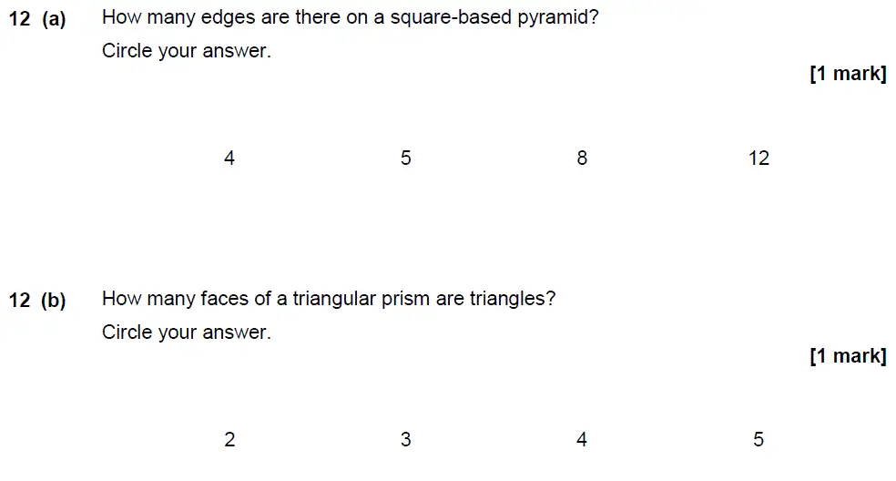 Question 12 - GCSE AQA Foundation Maths Past Paper 1 (Non-Calculator) - November 2017