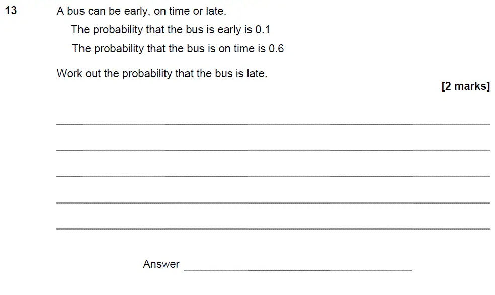 Question 13 - GCSE AQA Foundation Maths Past Paper 1 (Non-Calculator) - November 2017