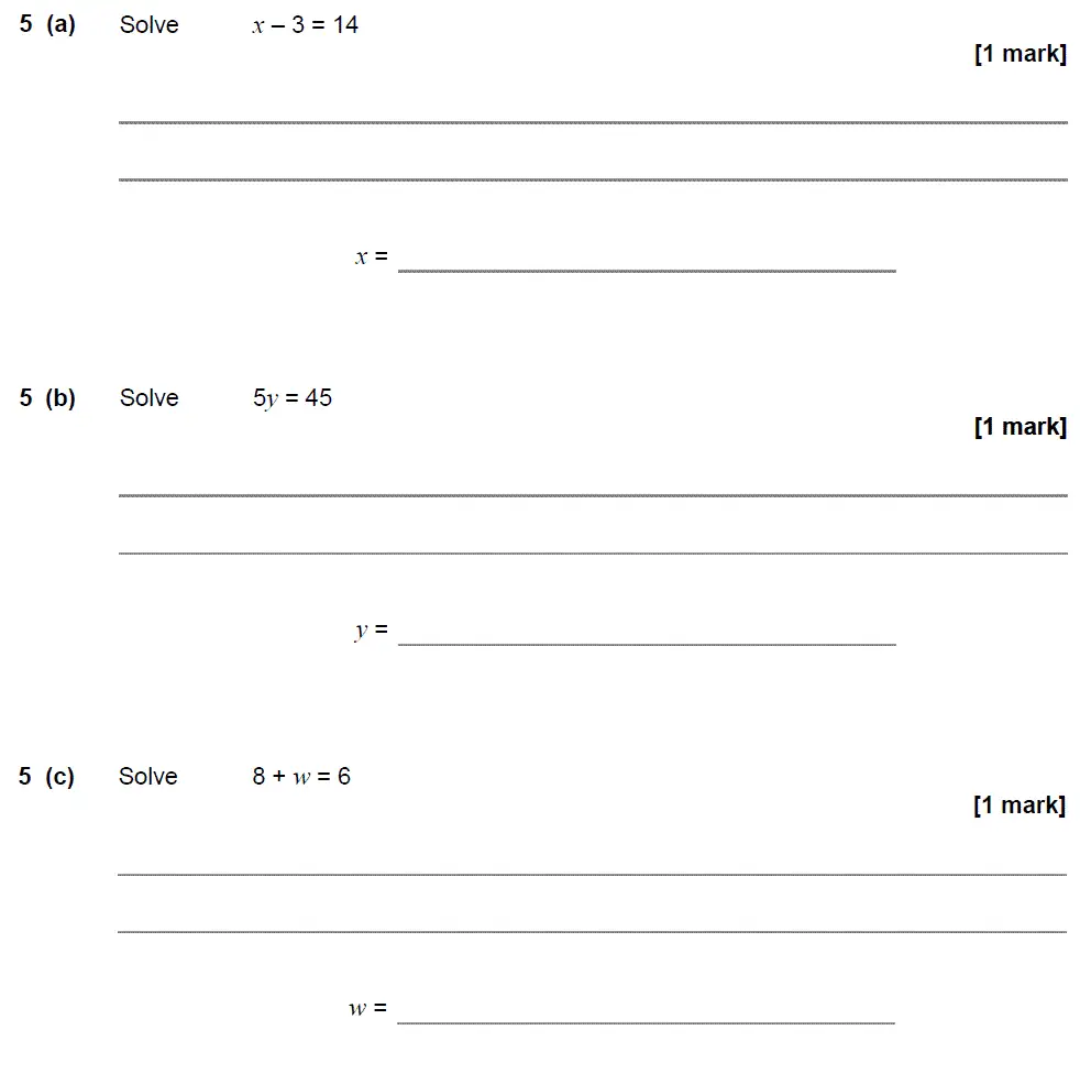Question 5 - GCSE AQA Foundation Maths Past Paper 1 (Non-Calculator) - November 2017