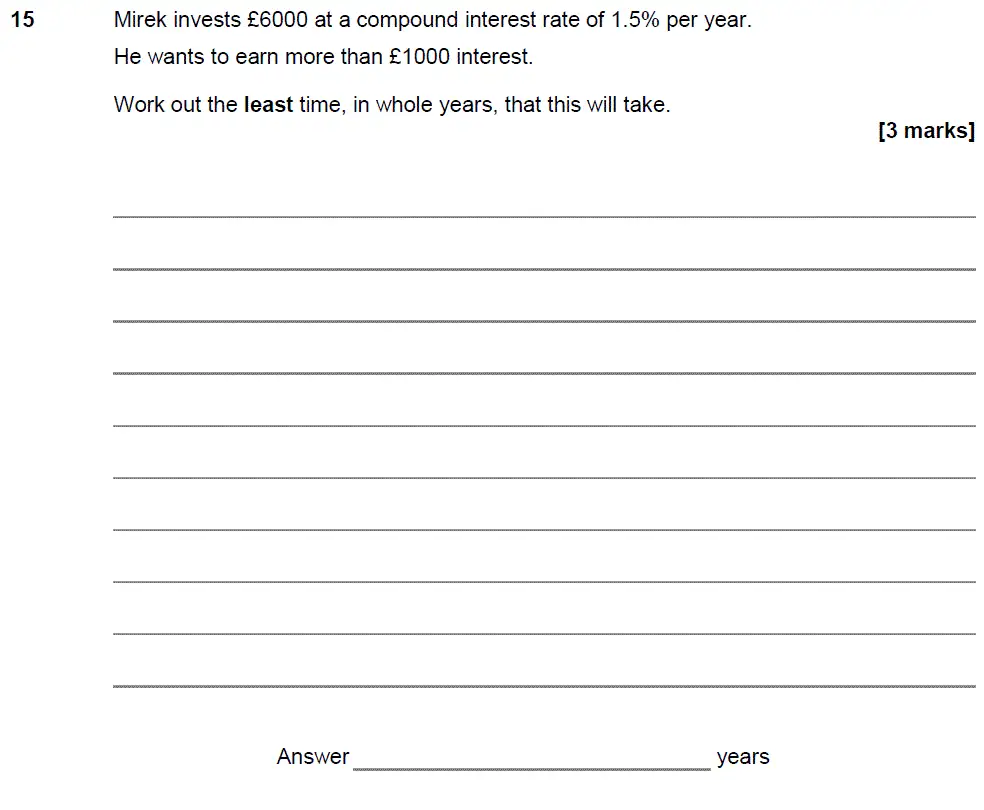 Question 15 - GCSE AQA Higher Maths Past Paper 2 (Calculator) - November 2017