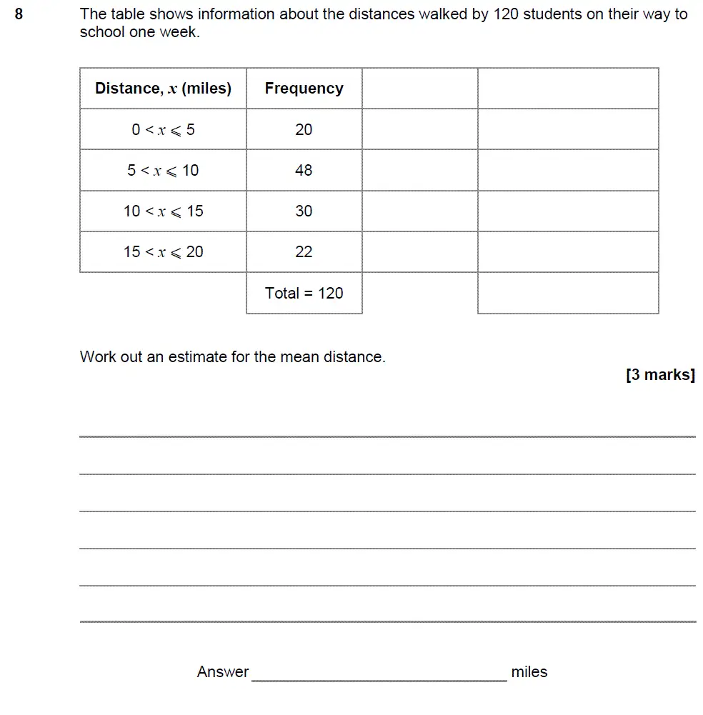 Question 8 - GCSE AQA Higher Maths Past Paper 2 (Calculator) - November 2017