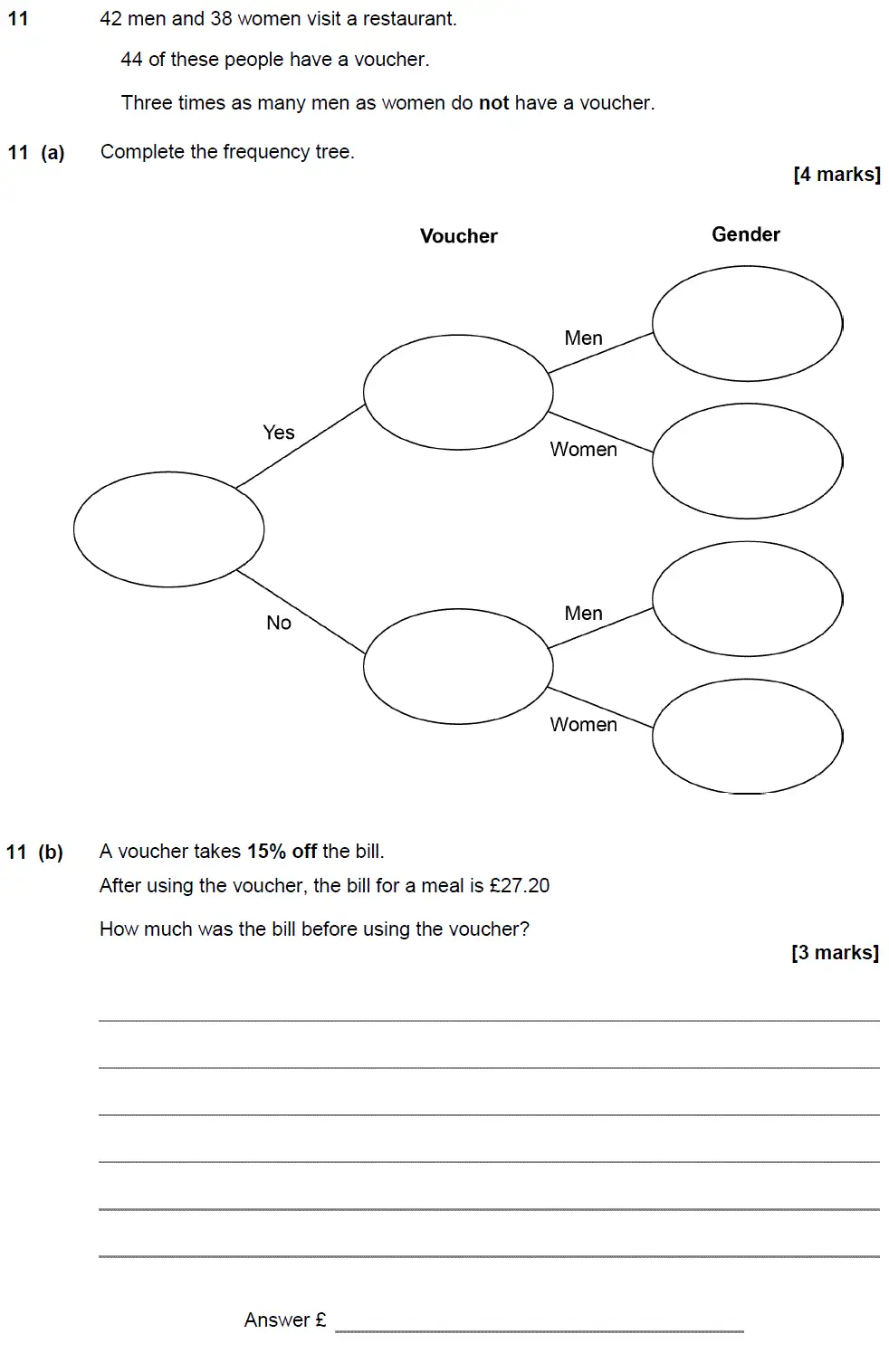 Question 11 - GCSE AQA Higher Maths Past Paper 3 (Calculator) - November 2017