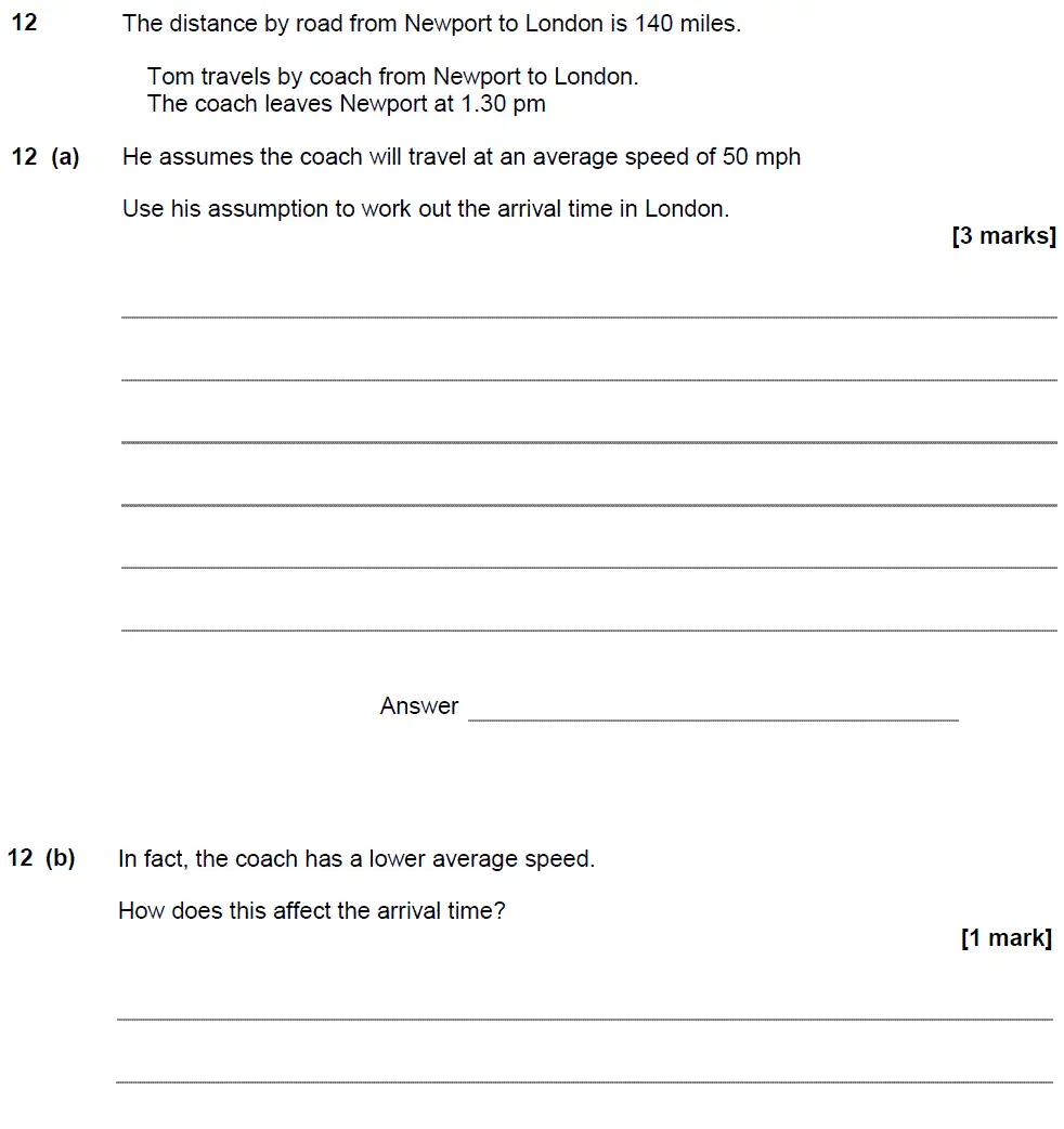 Question 12 - GCSE AQA Higher Maths Past Paper 3 (Calculator) - November 2017