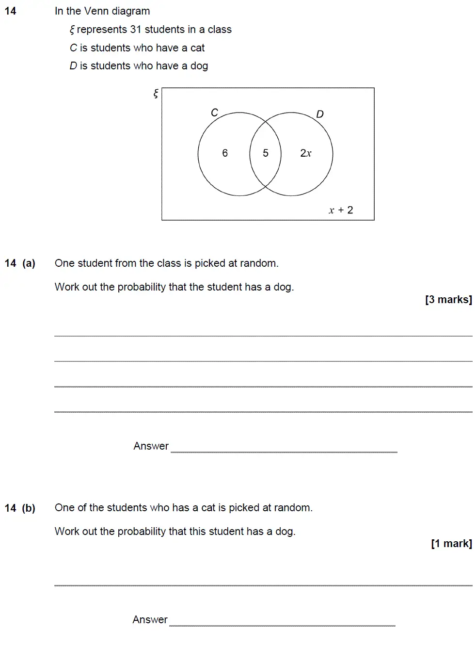 Question 14 - GCSE AQA Higher Maths Past Paper 3 (Calculator) - November 2017