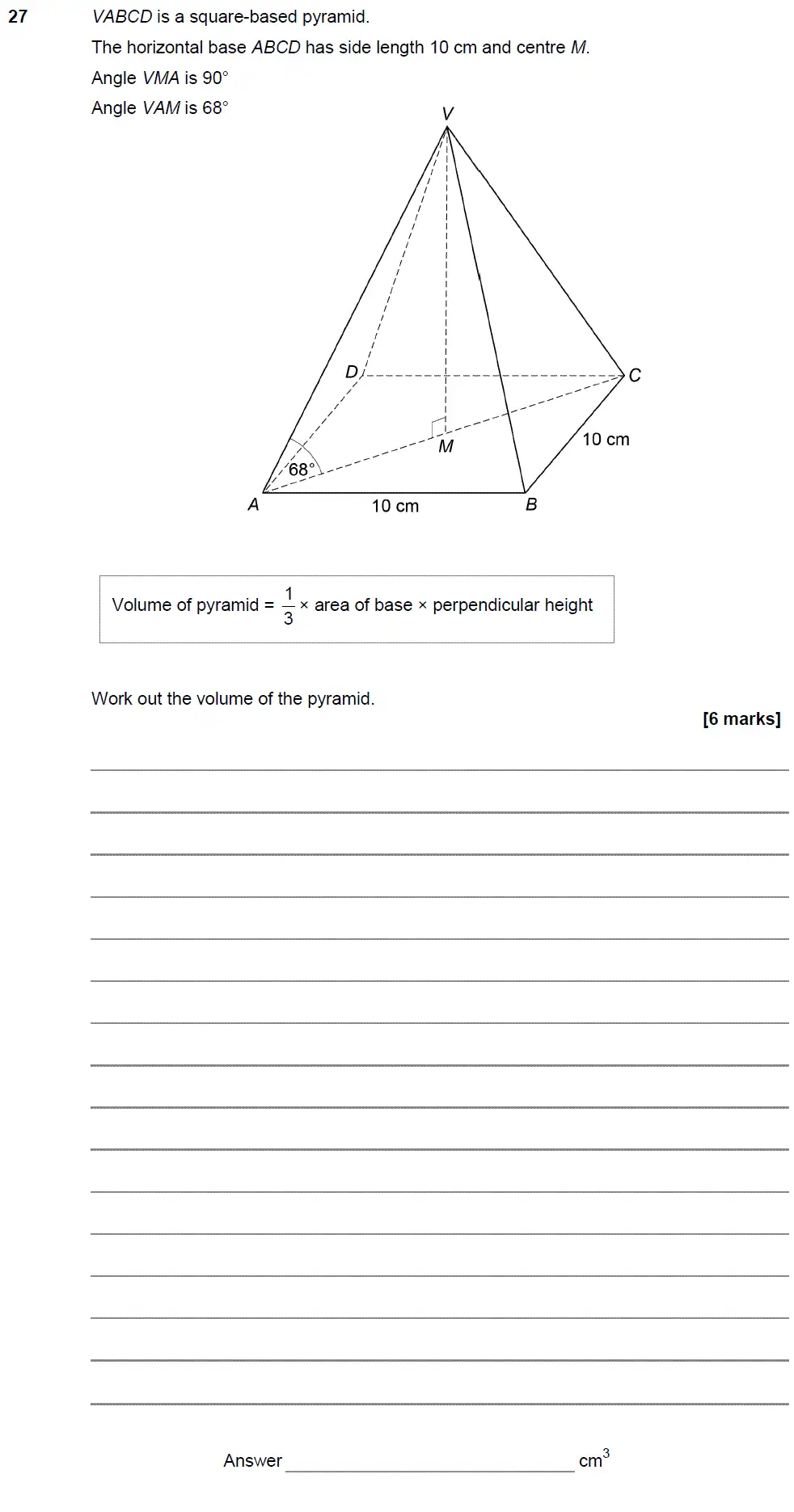 Question 27 - GCSE AQA Higher Maths Past Paper 3 (Calculator) - November 2017