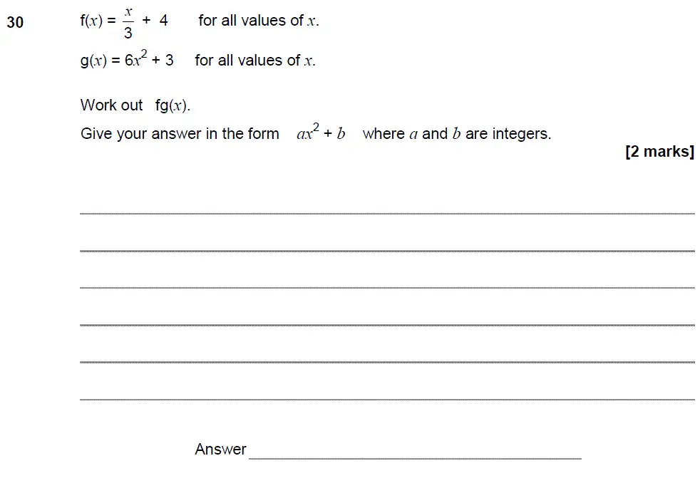 Question 30 - GCSE AQA Higher Maths Past Paper 3 (Calculator) - November 2017