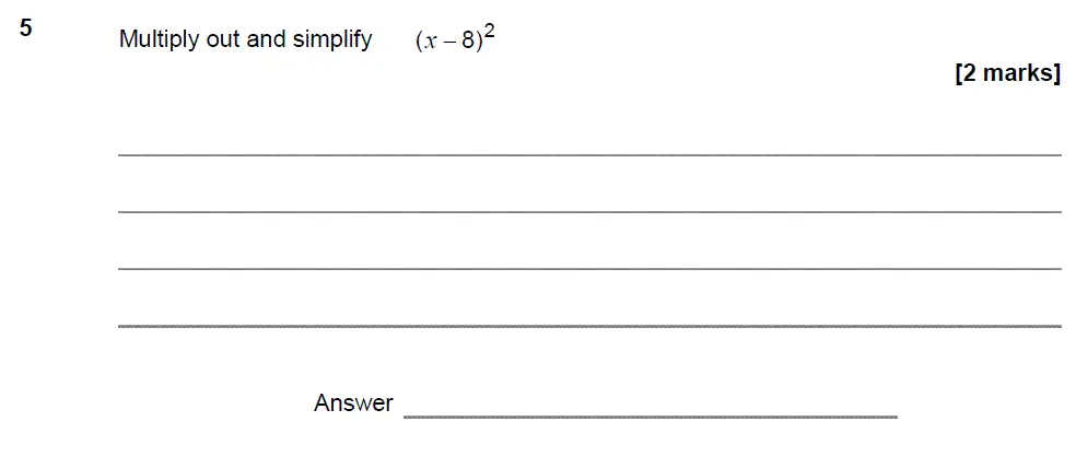 Question 5 - GCSE AQA Higher Maths Past Paper 3 (Calculator) - November 2017
