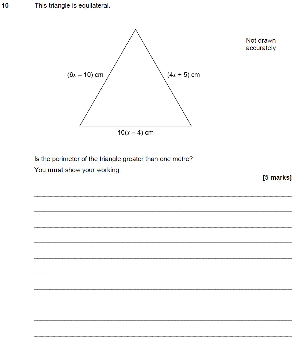 Question 11 - GCSE AQA Higher Maths Past Paper 2 (Calculator) - November 2018