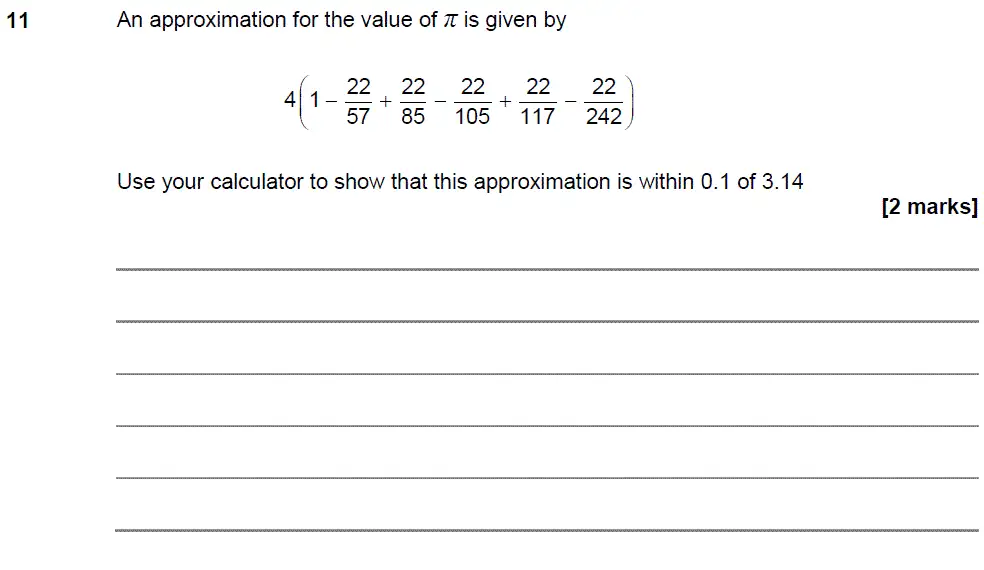 Question 12 - GCSE AQA Higher Maths Past Paper 2 (Calculator) - November 2018