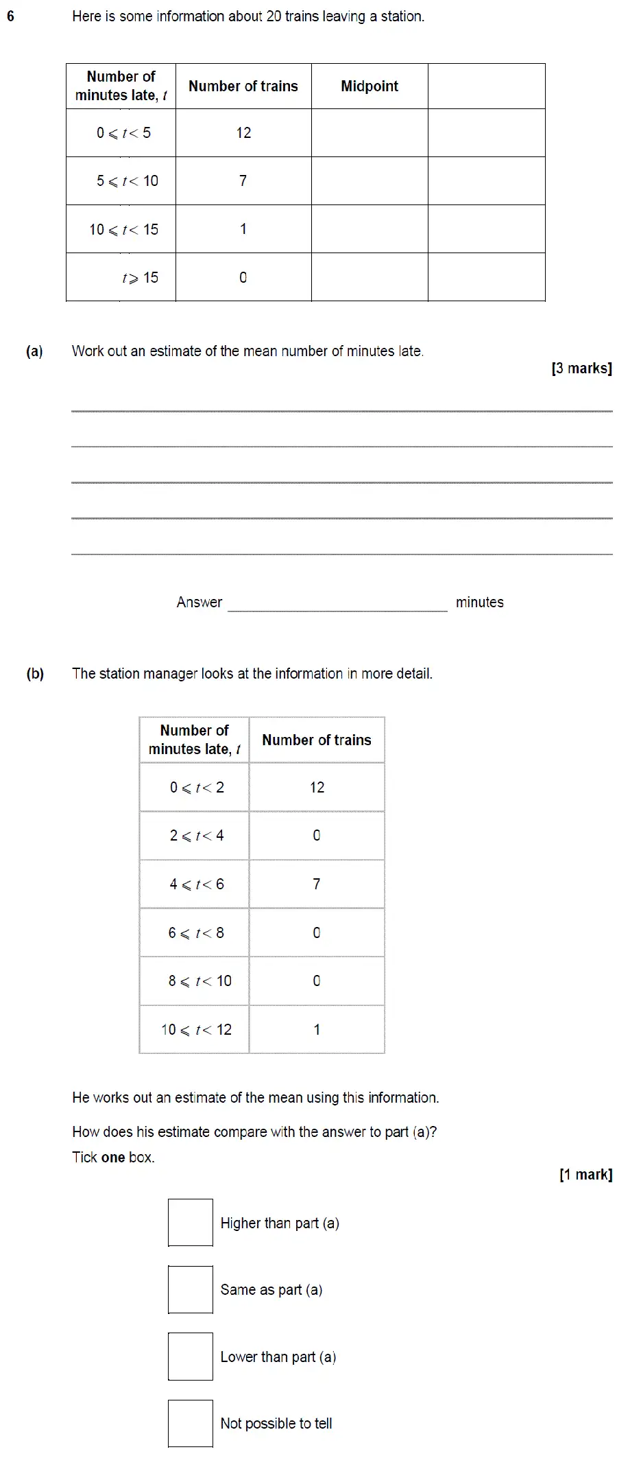 Question 6 - GCSE AQA Higher Maths Past Paper 2 (Calculator) - November 2018