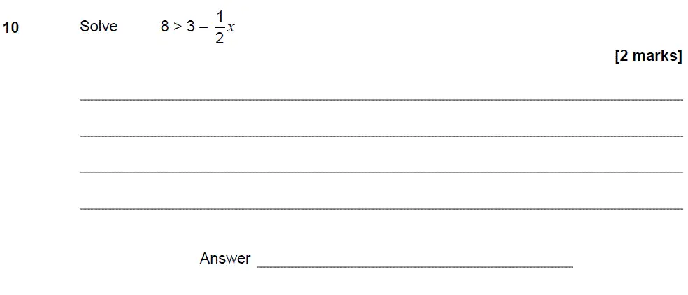 Question 10 - GCSE AQA Higher Maths Past Paper 3 (Calculator) - November 2018