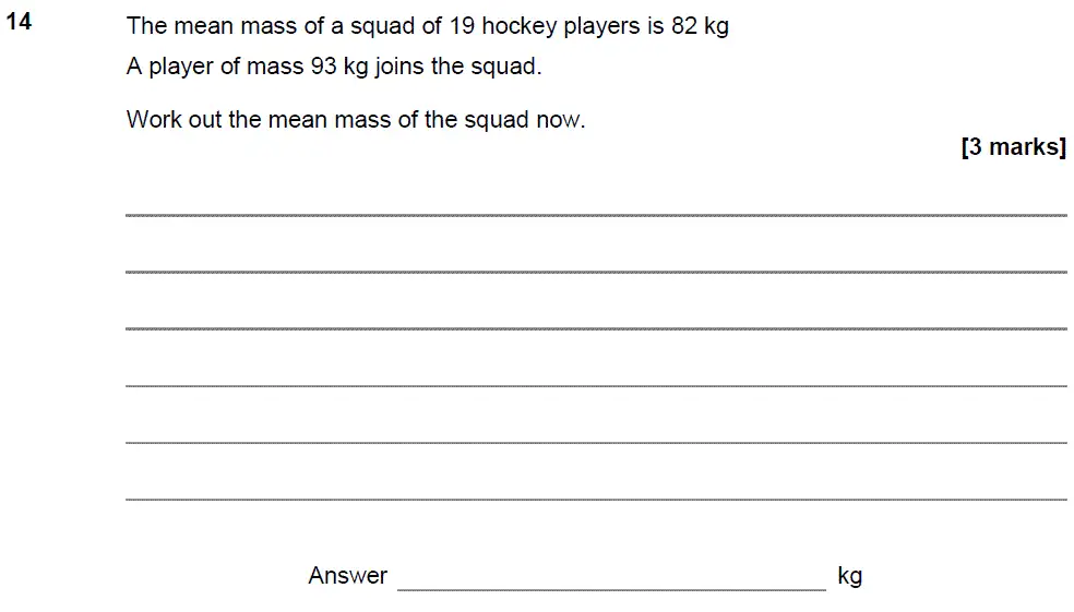 Question 14 - GCSE AQA Higher Maths Past Paper 3 (Calculator) - November 2018