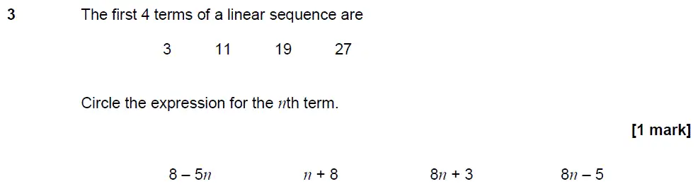 Question 3 - GCSE AQA Higher Maths Past Paper 3 (Calculator) - November 2018