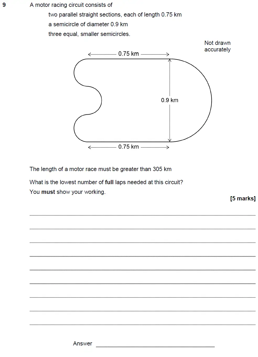 Question 9 - GCSE AQA Higher Maths Past Paper 3 (Calculator) - November 2018