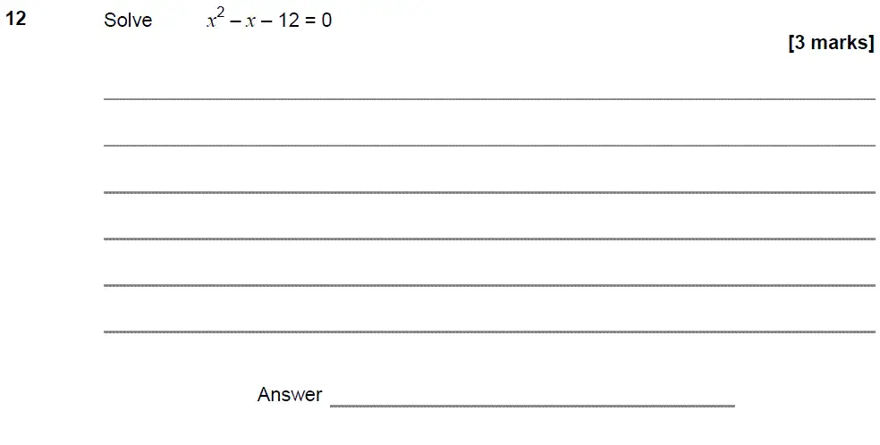 Question 12 - GCSE AQA Higher Maths Past Paper 1 (Non-Calculator) - November 2018