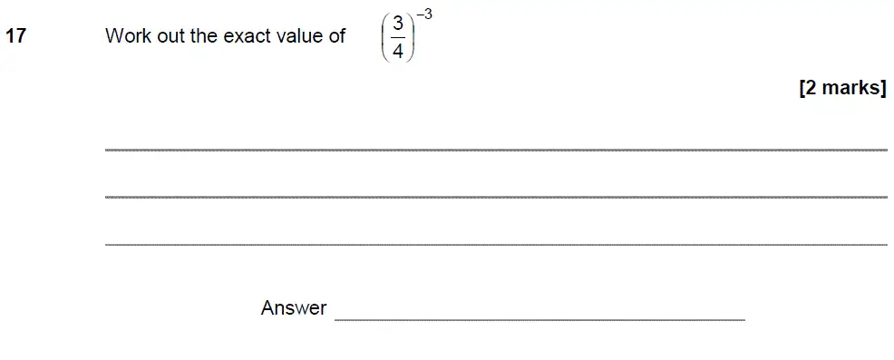 Question 17 - GCSE AQA Higher Maths Past Paper 1 (Non-Calculator) - November 2018