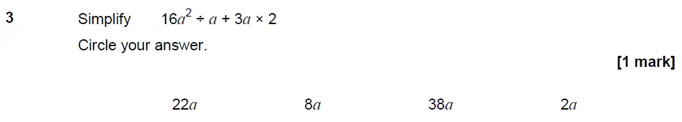 Question 3 - GCSE AQA Higher Maths Past Paper 1 (Non-Calculator) - November 2018